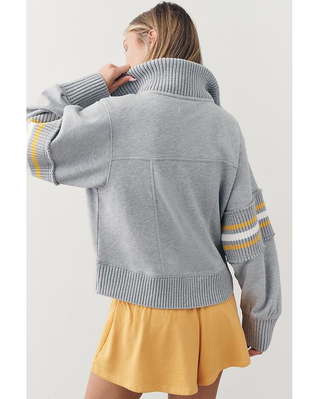 Daily Practice Gray Striped Half-Zip Jumper