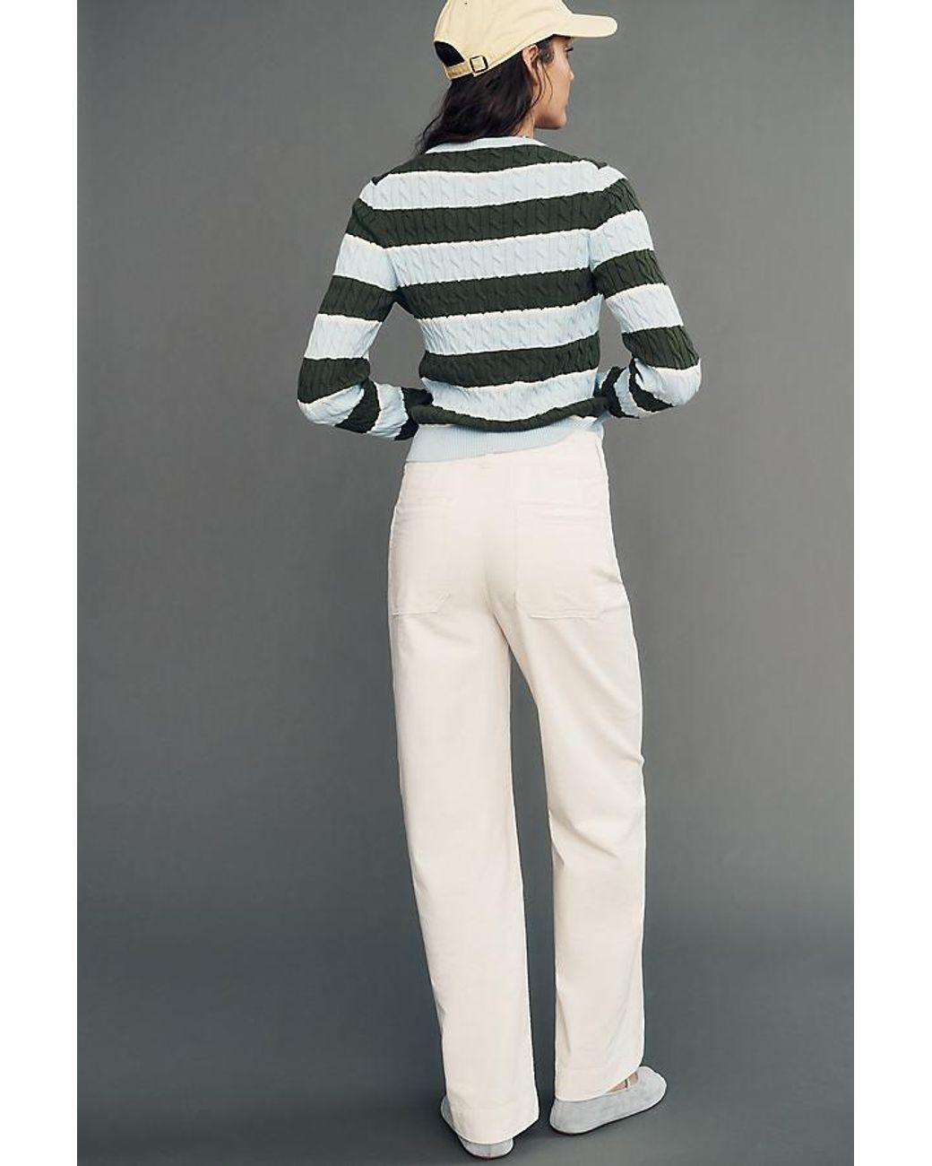 Maeve Gray The Colette Full-Length Wide-Leg Trousers By Corduroy Edition