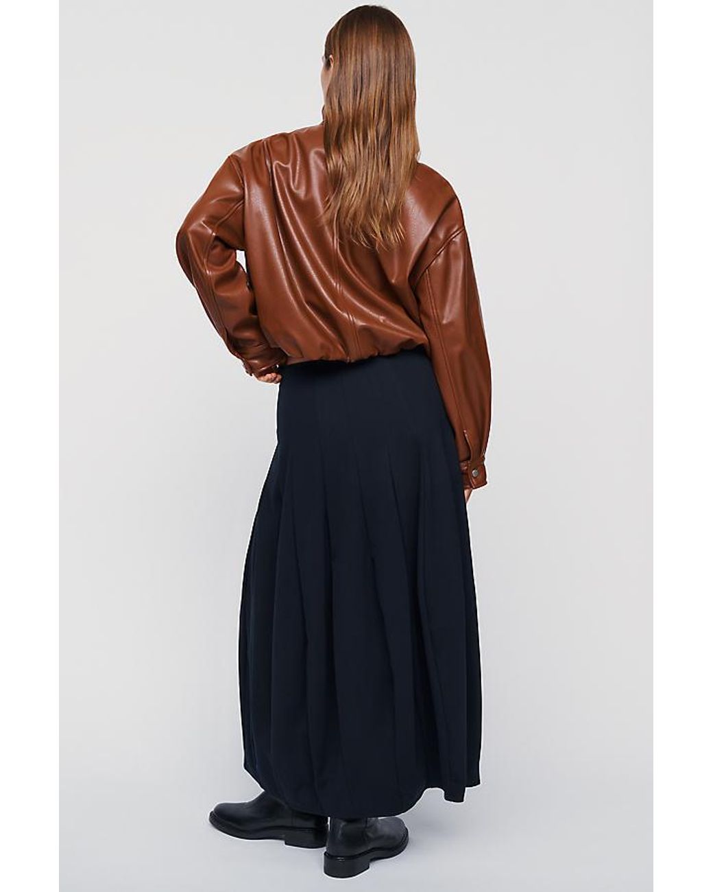 By Anthropologie Blue Modern Barrel Midi Skirt