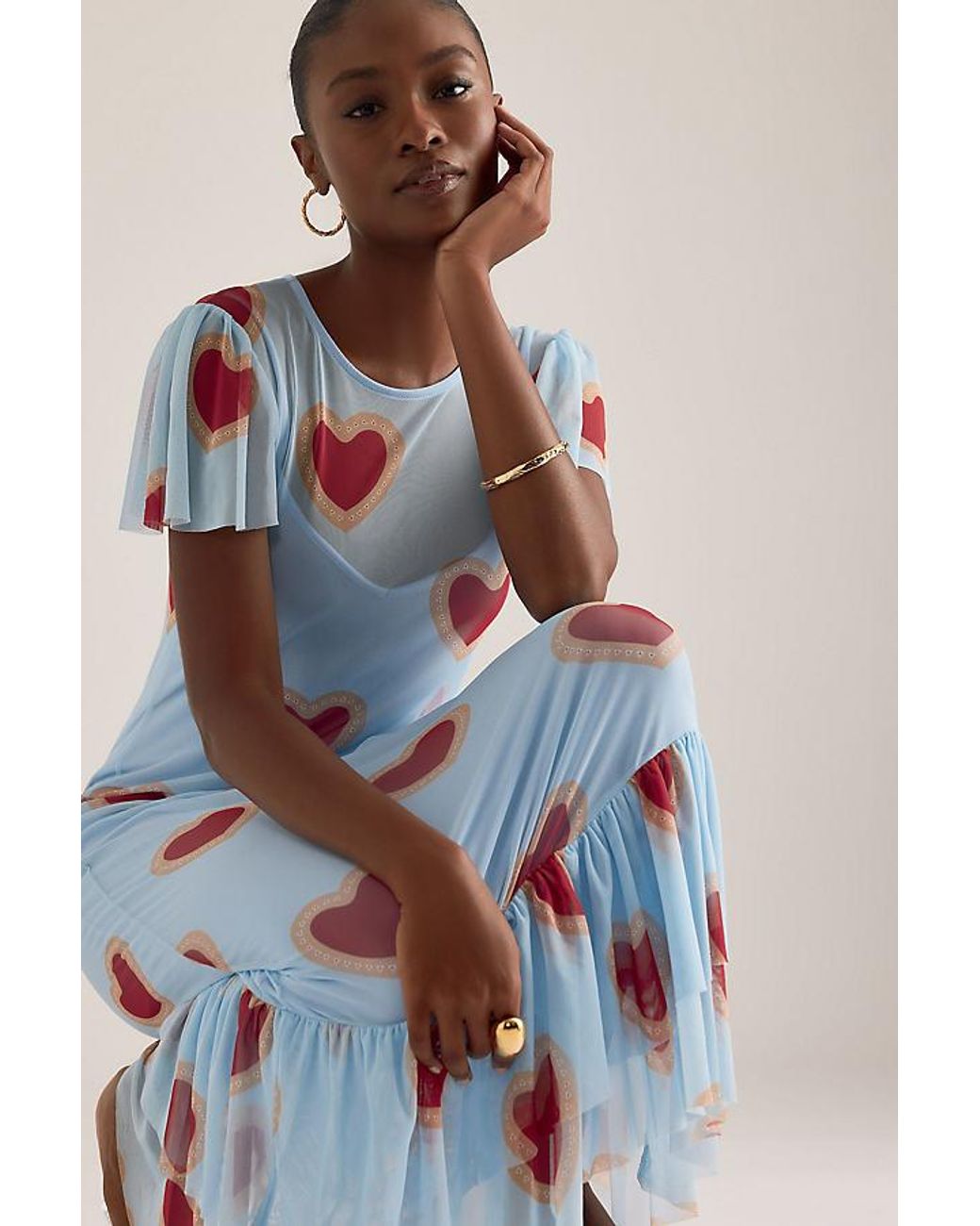 alc light blue pleated dress Moira Satin Pleated Maxi Dress