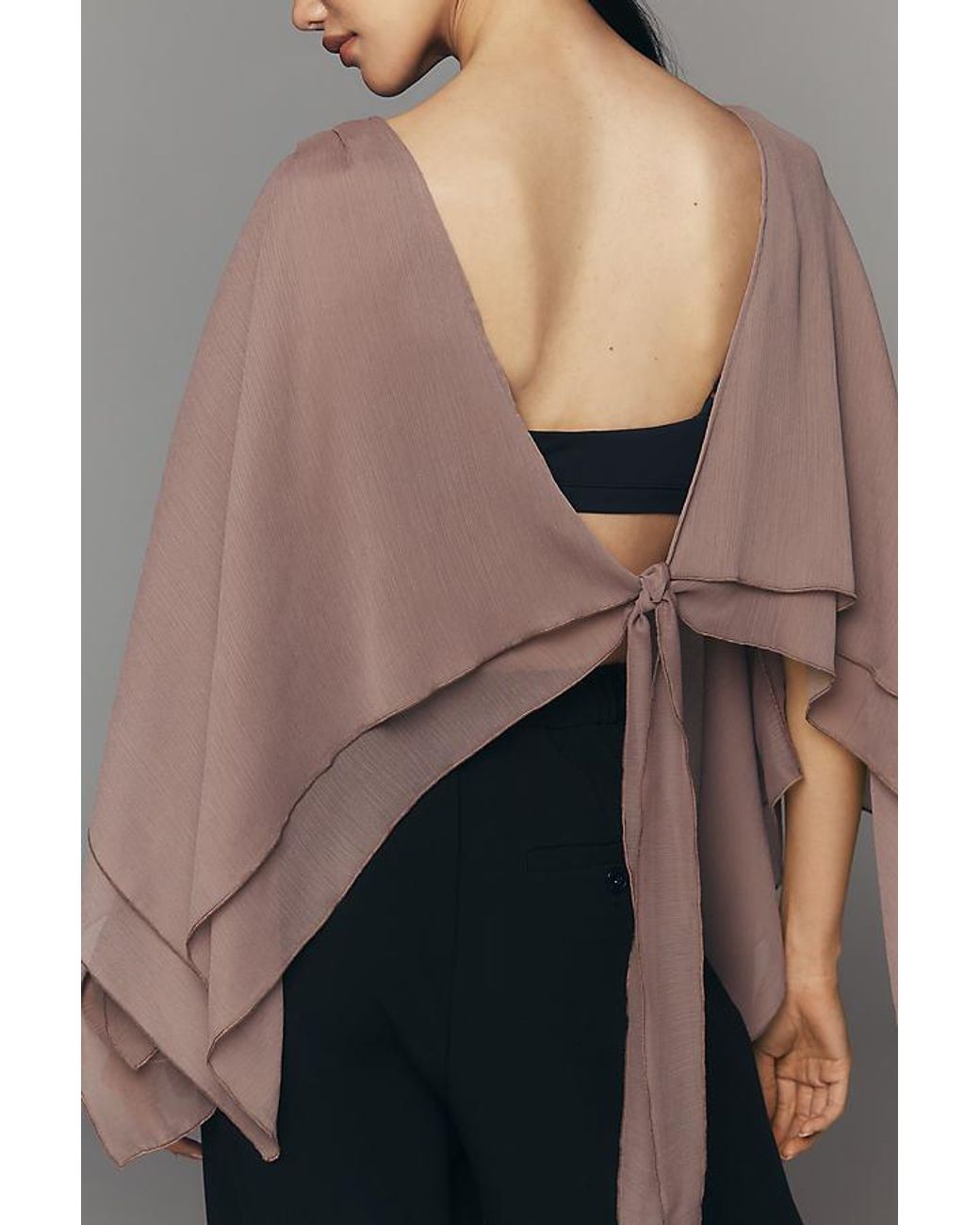 By Anthropologie Gray Sheer Layered Poncho