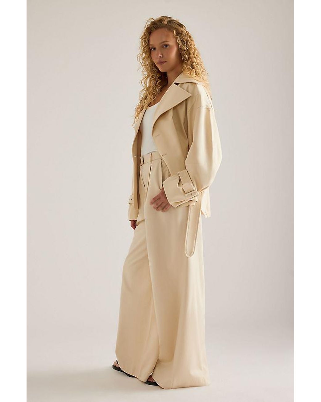 Odd Muse Natural Cotton Mix Wide-Leg Trousers