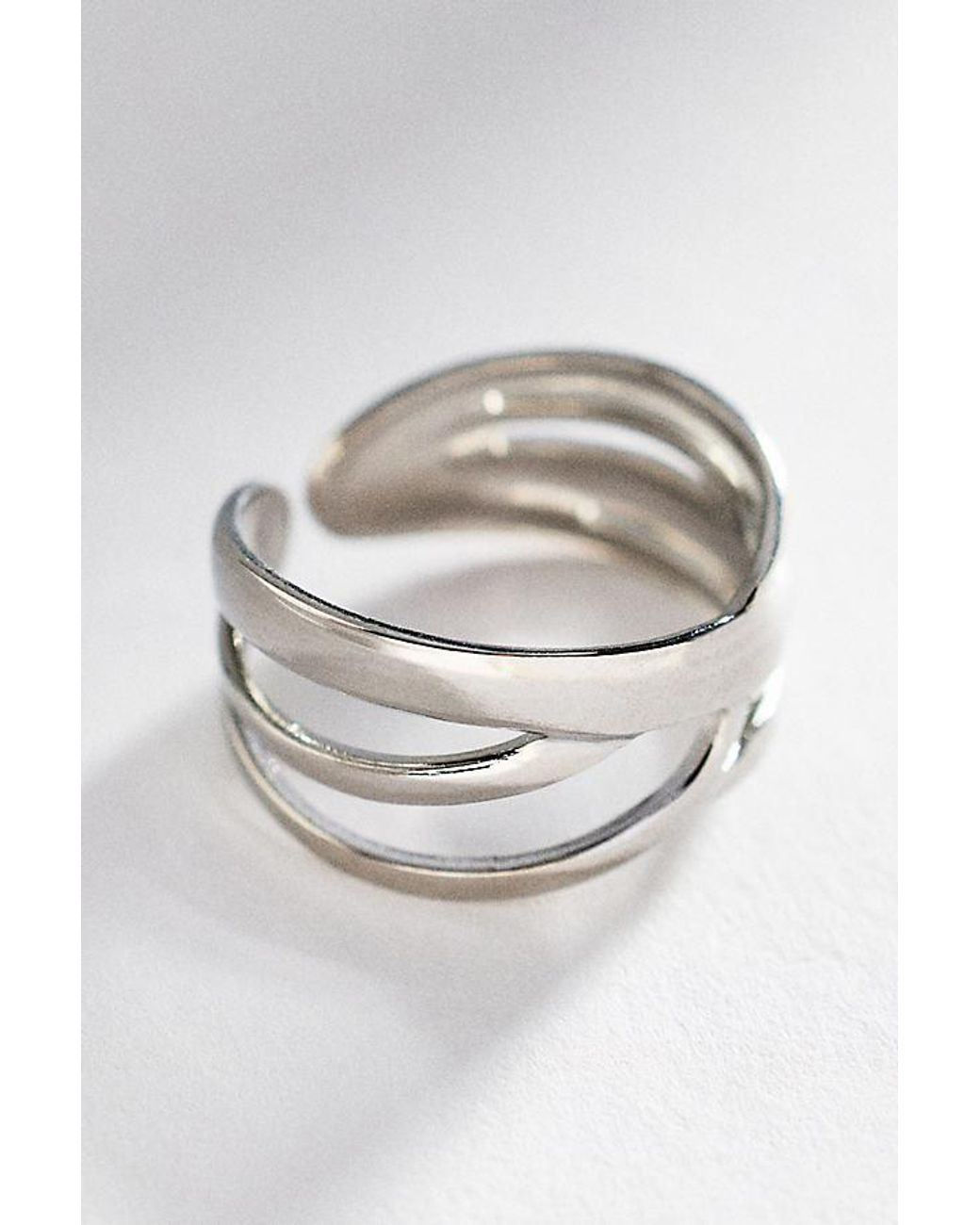 By Anthropologie Gray Water-Resistant Open Stacked Band Ring