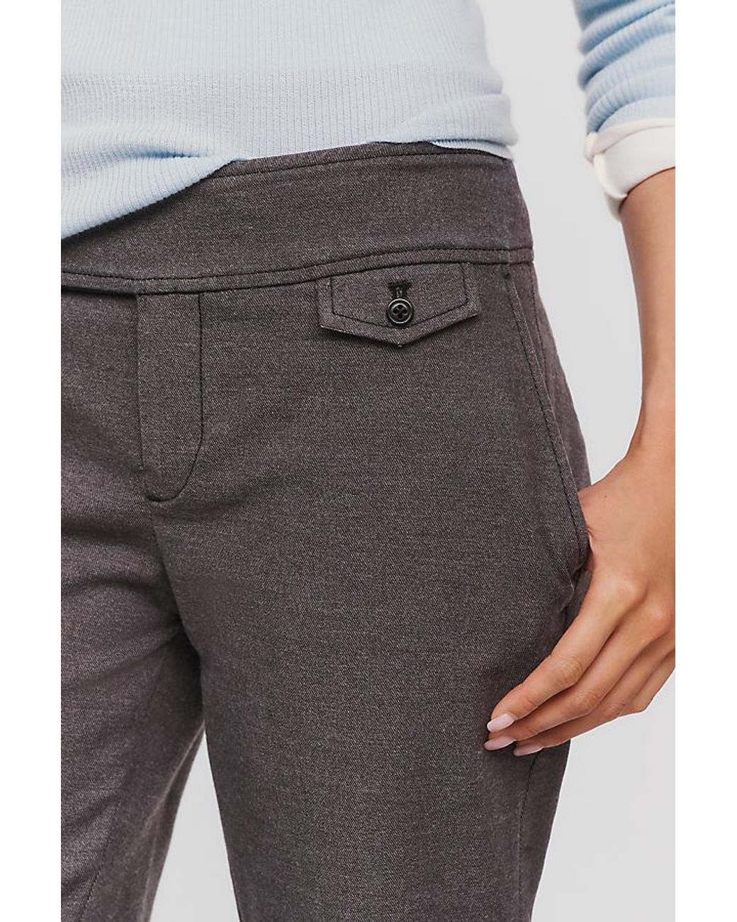 By Anthropologie Gray Brushed Cotton-Blend Slim Trousers