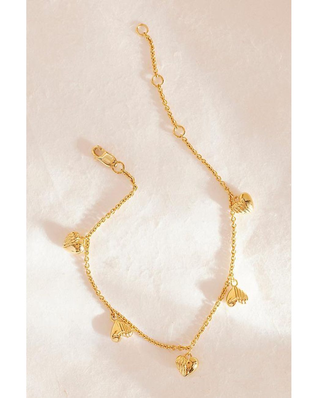 Rachel Jackson Natural Plated Untamed Deco Hearts Charm Necklace