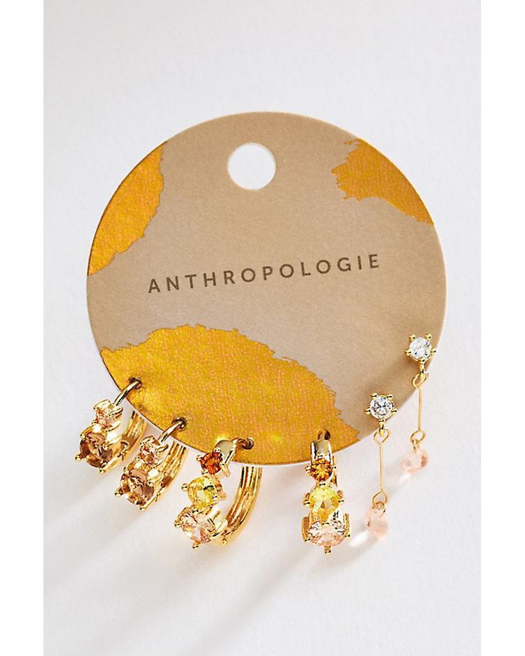 By Anthropologie Yellow Stacking Earrings, Set Of 3
