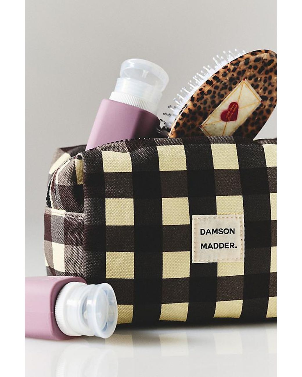 Damson Madder Metallic Plaid Cotton Makeup Bag