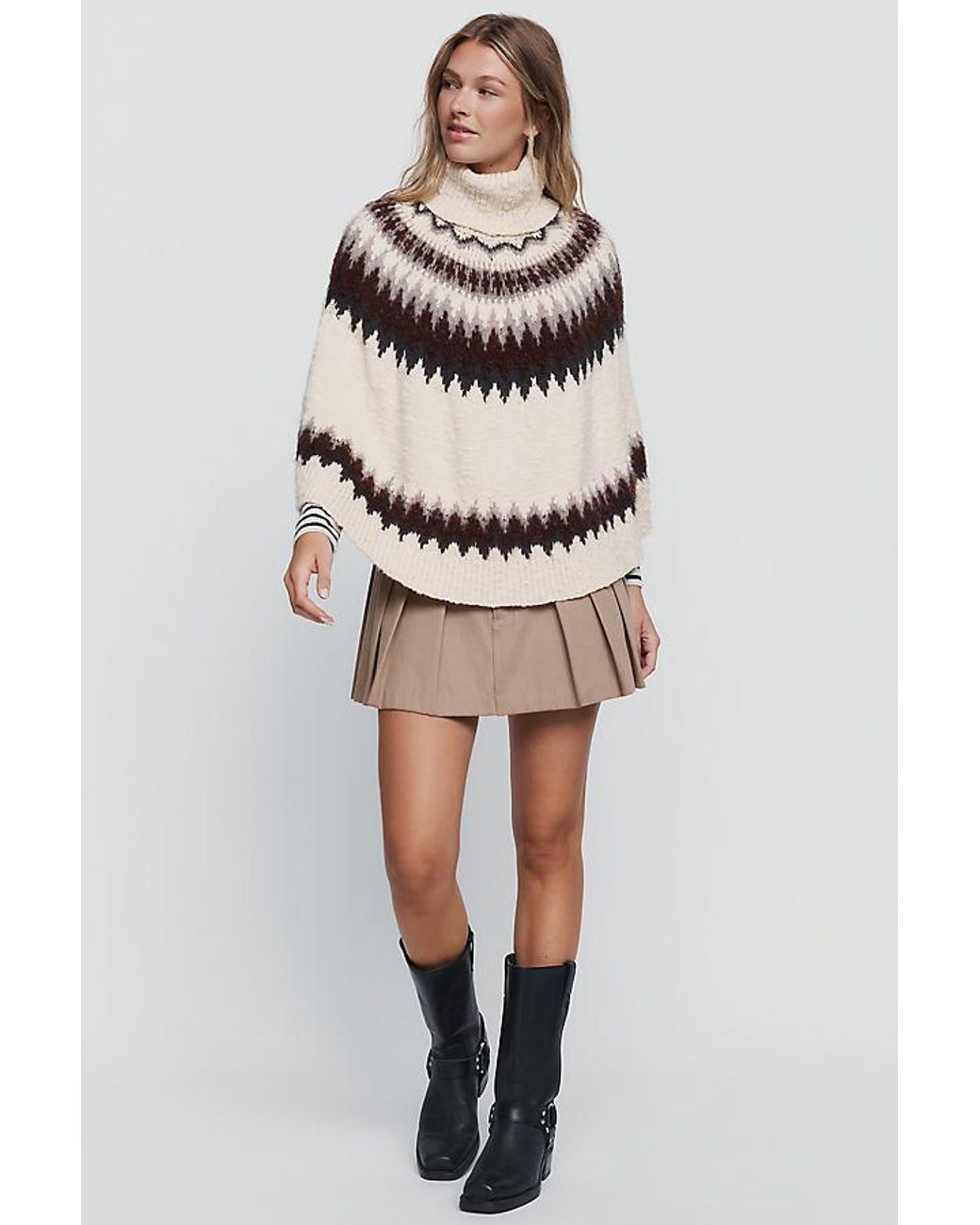 Mare Mare Natural Fair Isle Knit Poncho
