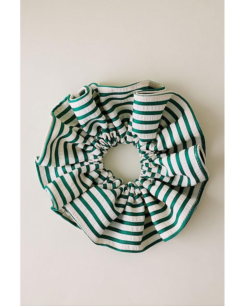 Anthropologie Green Oversized Stripe Scrunchie