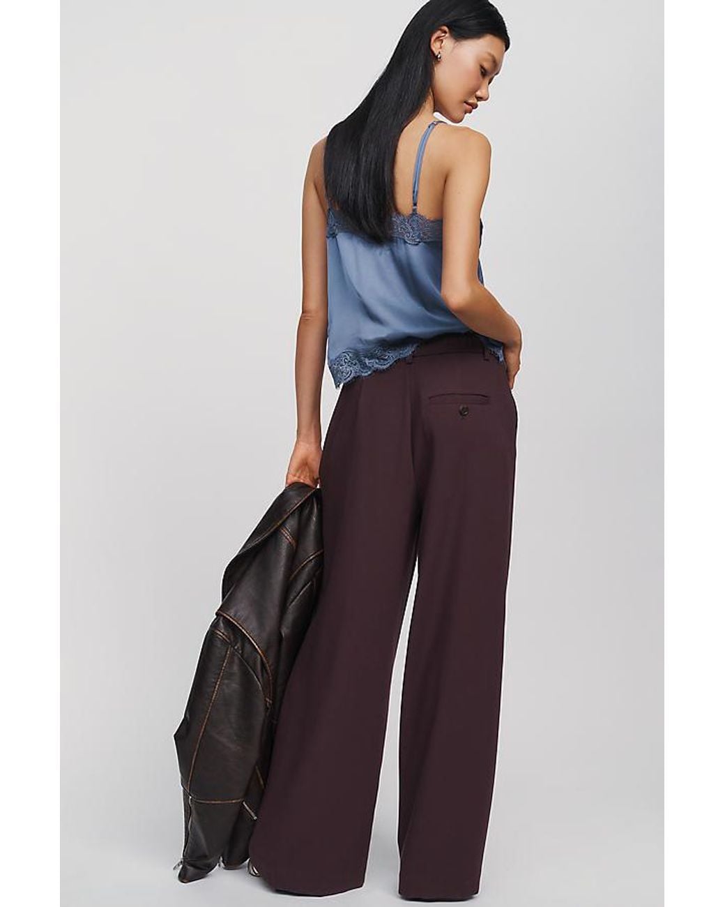 Maeve Blue Heddie High-Rise Pleated Trousers