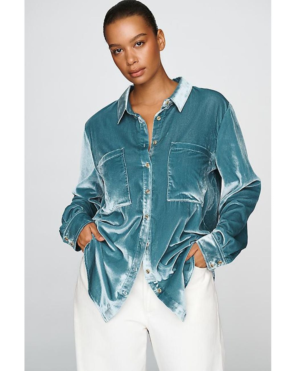 Pilcro Blue The Hadley Relaxed Buttondown Shirt By Velvet Edition