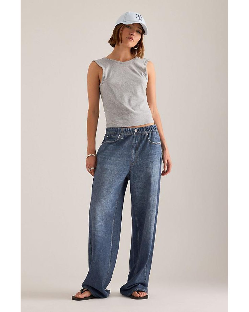 Rag & Bone Blue Miramar Terry Wide-Leg Jeans