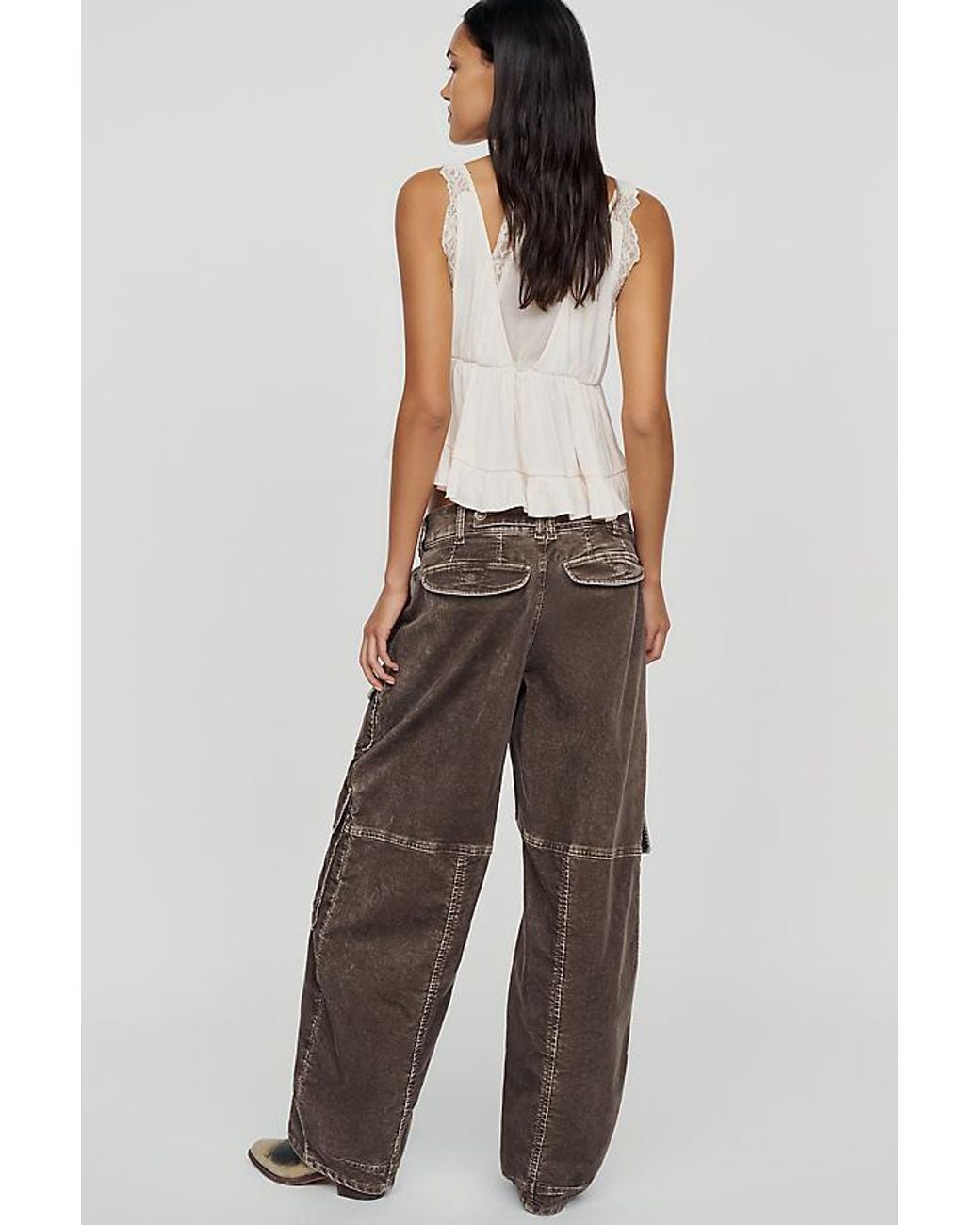 Pilcro Brown Aero Corduroy Wide-Leg Cargo Pants By