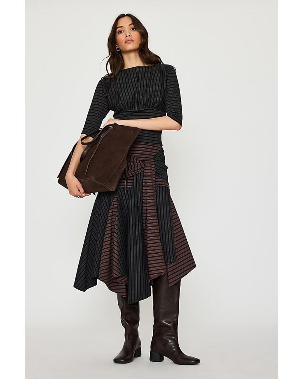 Feners Black Promesa Flared Midi Skirt