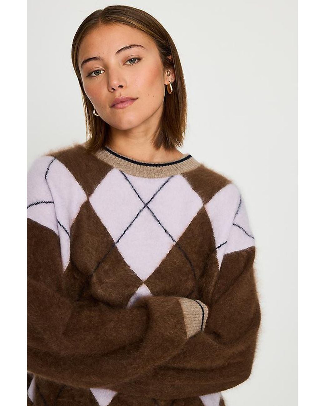 By Anthropologie Blue 100% Cashmere Argyle Jumper