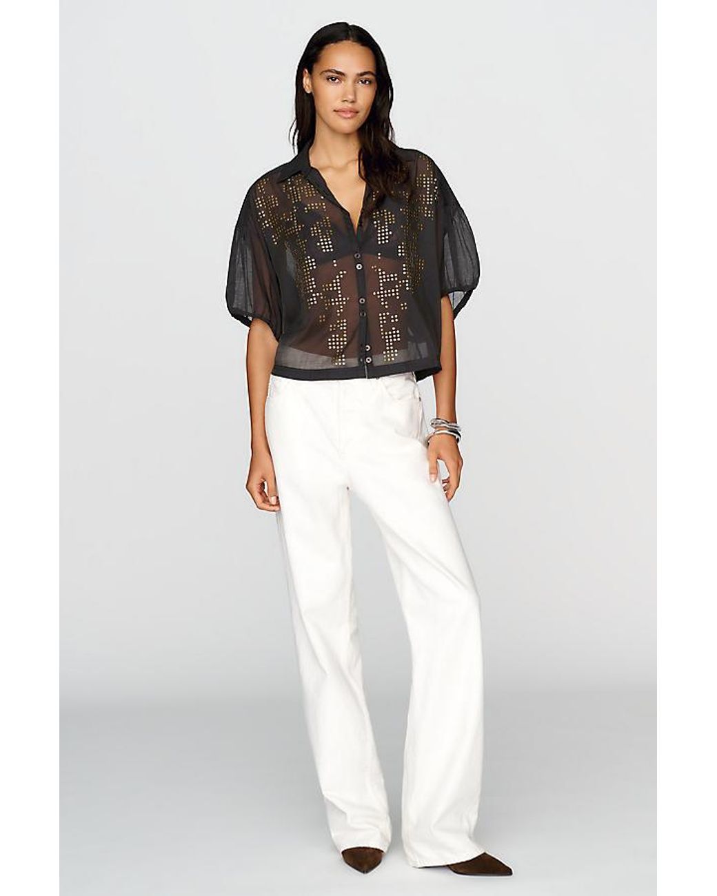 Pilcro Black Quincy Studded Blouse
