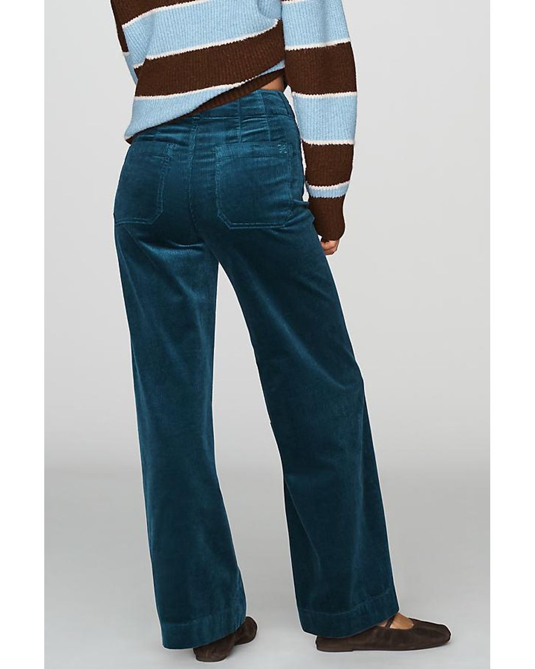 Maeve Blue The Colette Full-Length Wide-Leg Trousers By Corduroy Edition