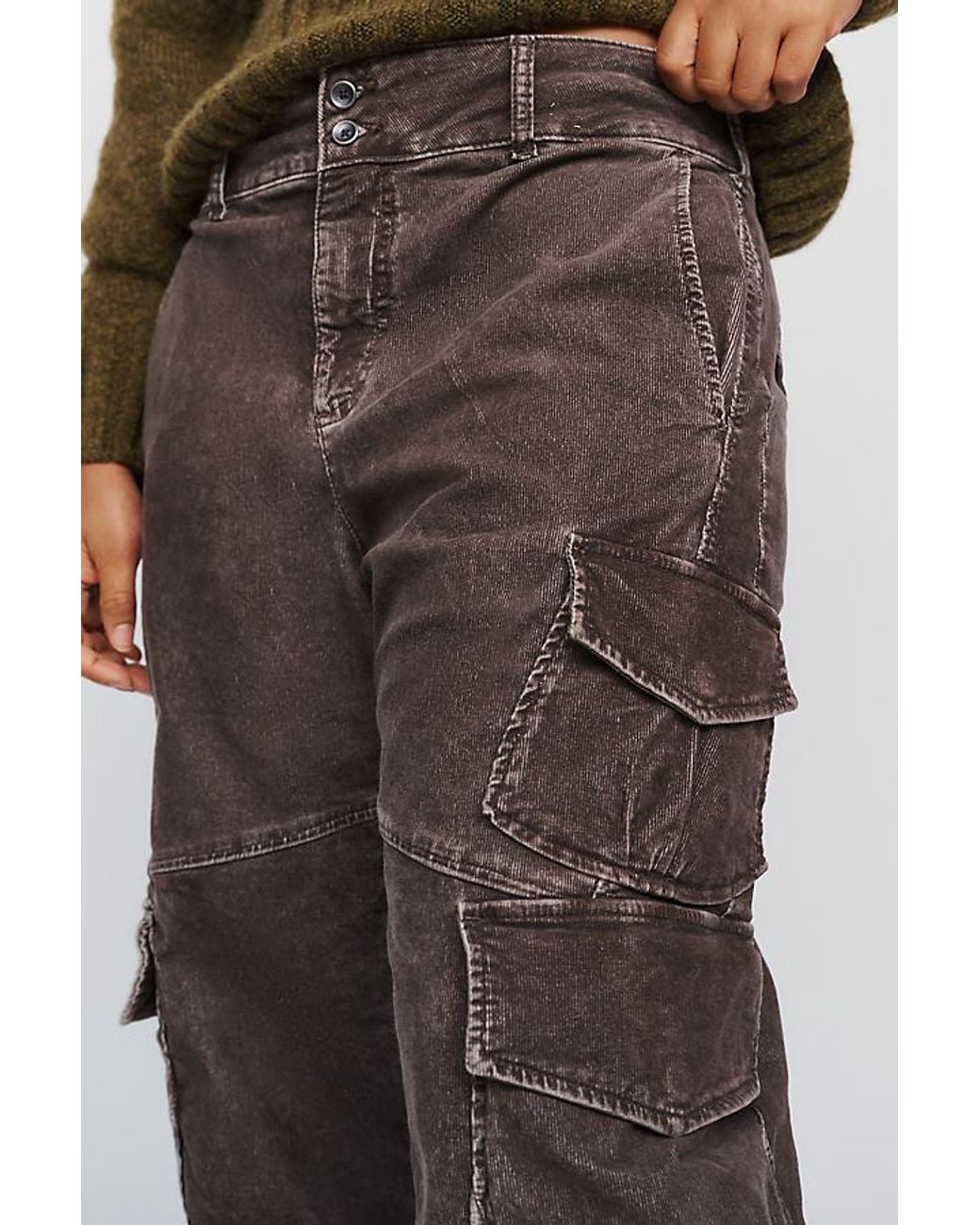 Pilcro Brown Aero Corduroy Wide-Leg Cargo Pants By