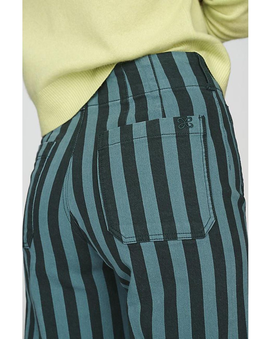 Maeve Blue The Colette Striped Full-Length Wide-Leg Trousers By