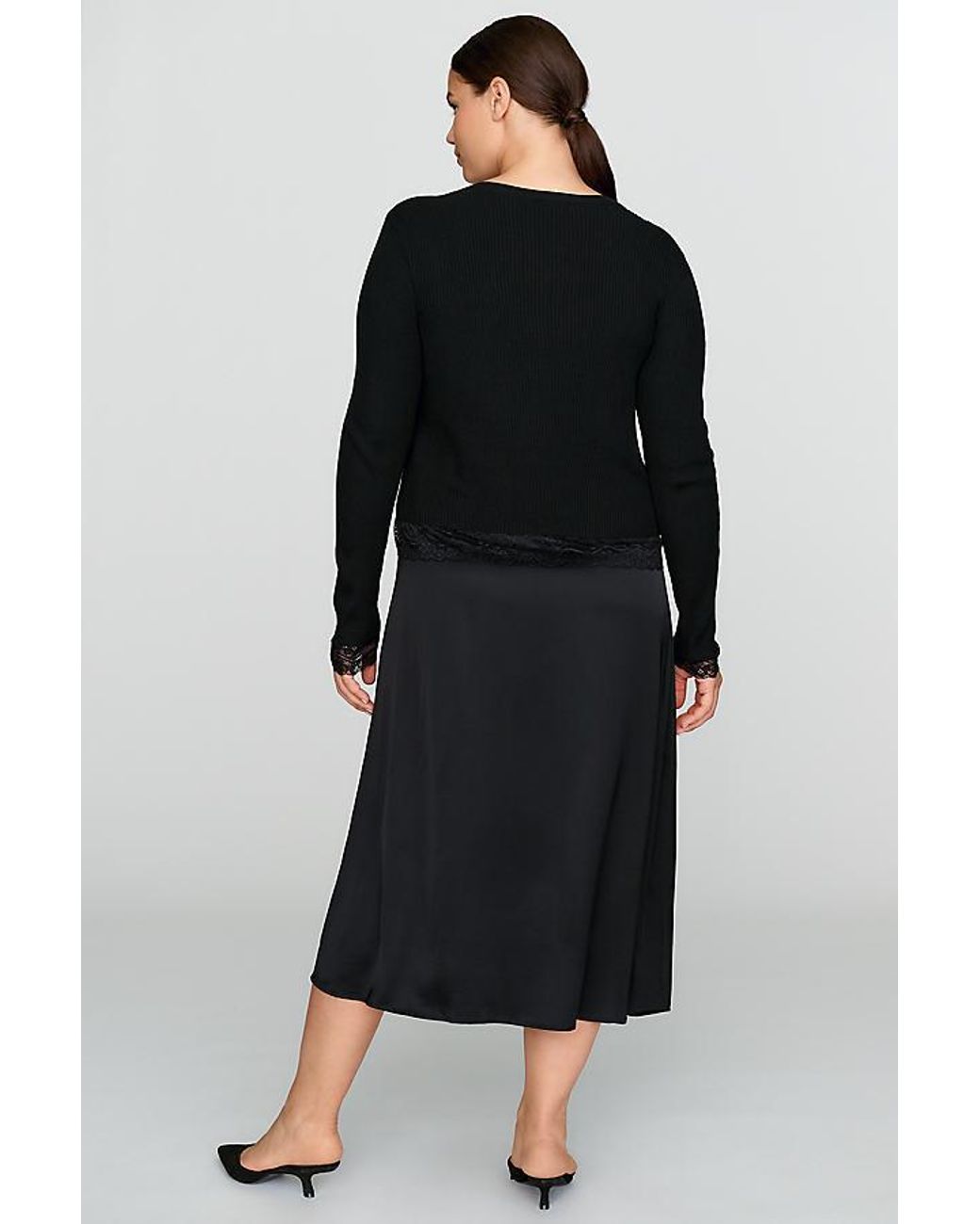 By Anthropologie Black Twofer Cardigan Midi Dress