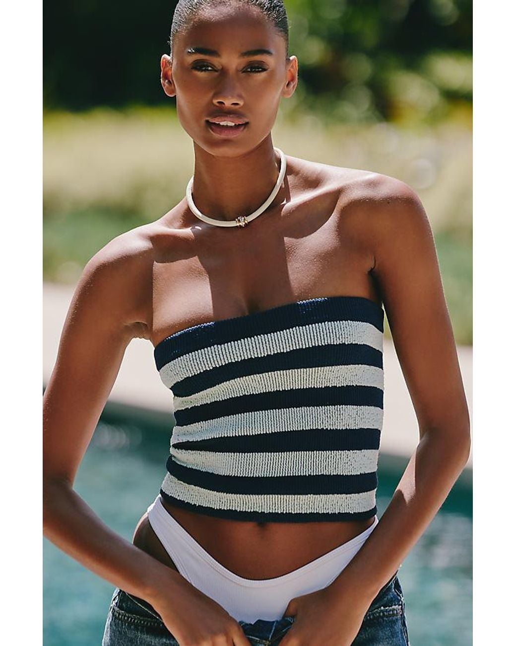 Celandine Green Seamless Knit Bandeau Top