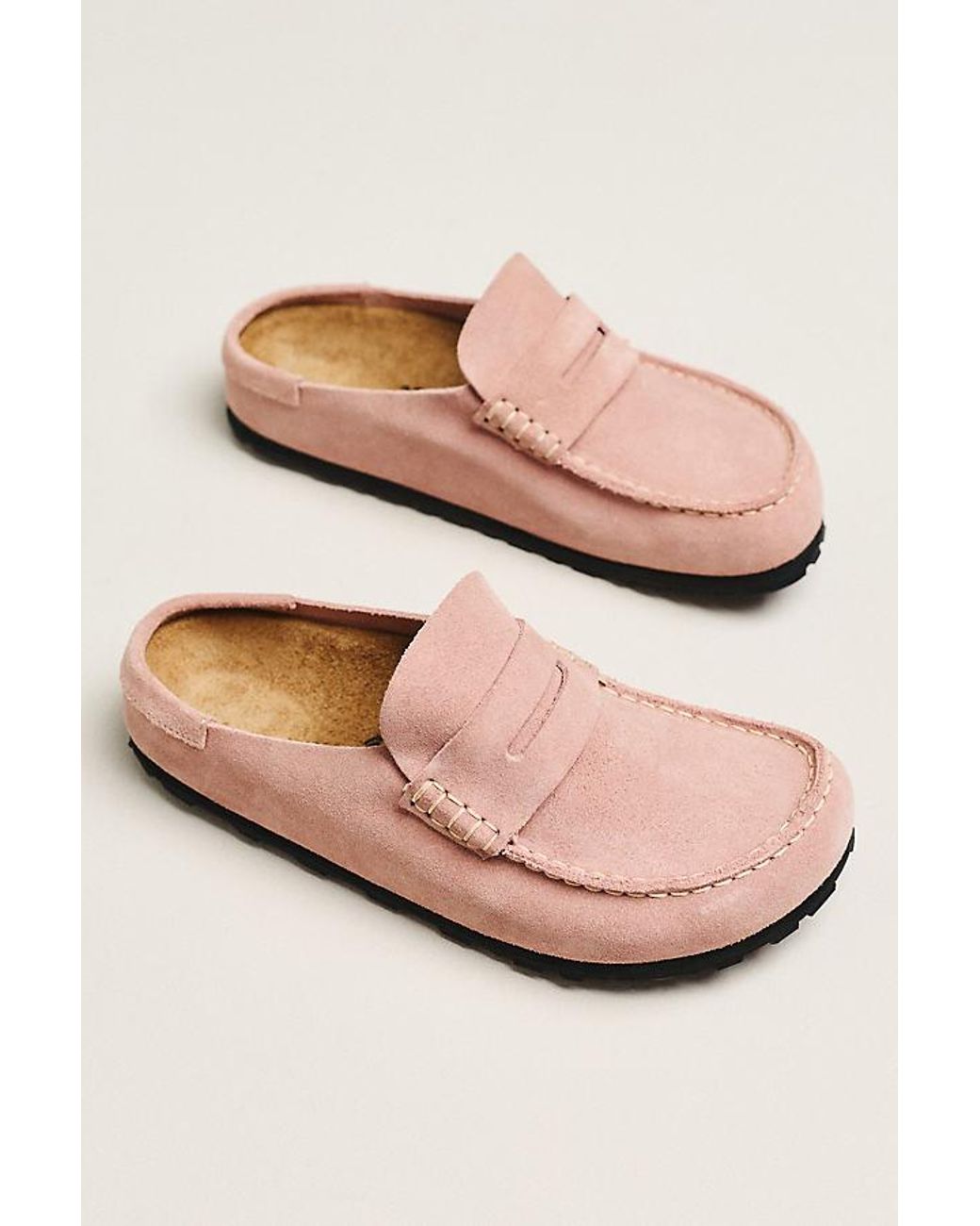 Birkenstock Pink Naples Suede Clogs