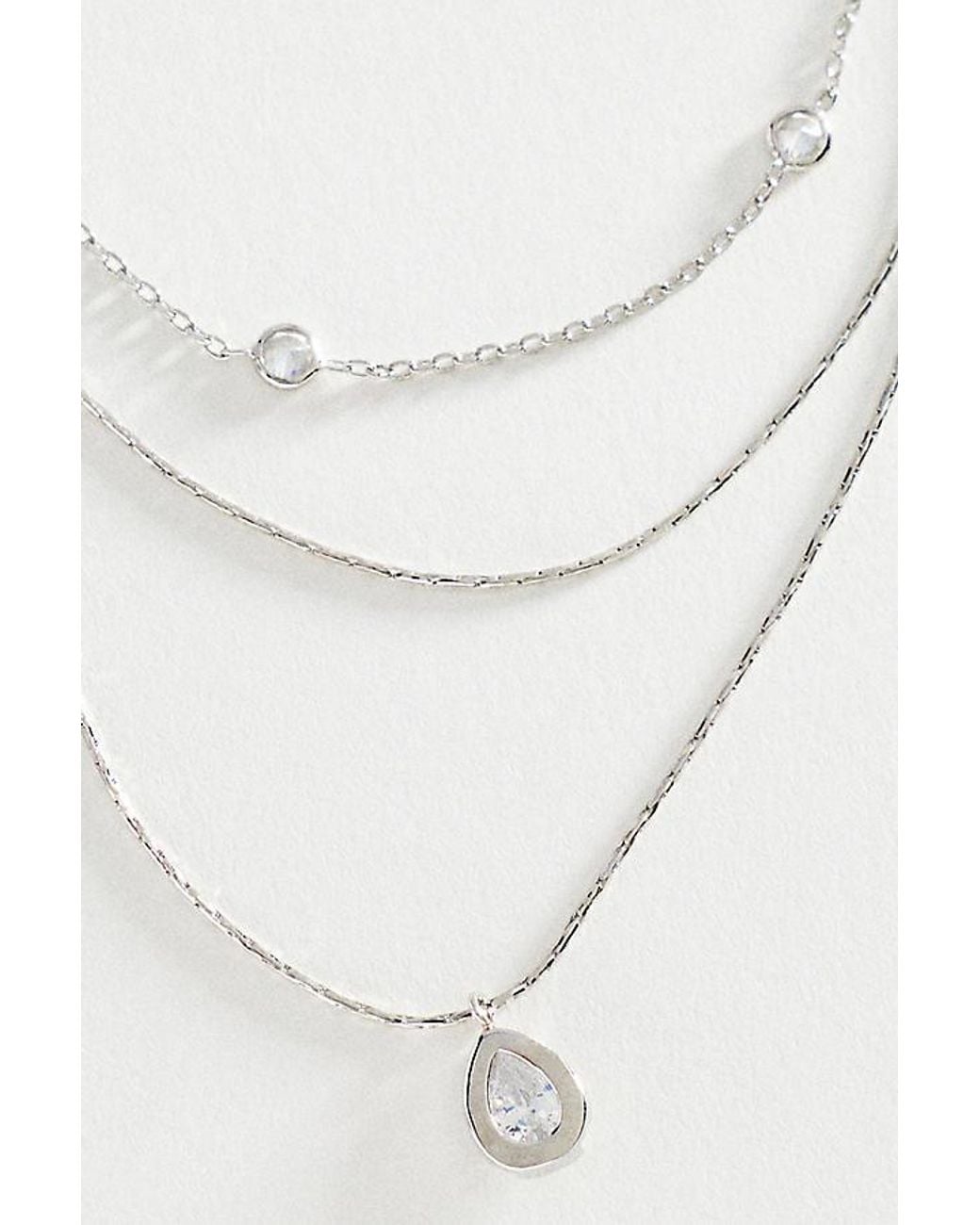 By Anthropologie White Delicate Layered Crystal Necklace