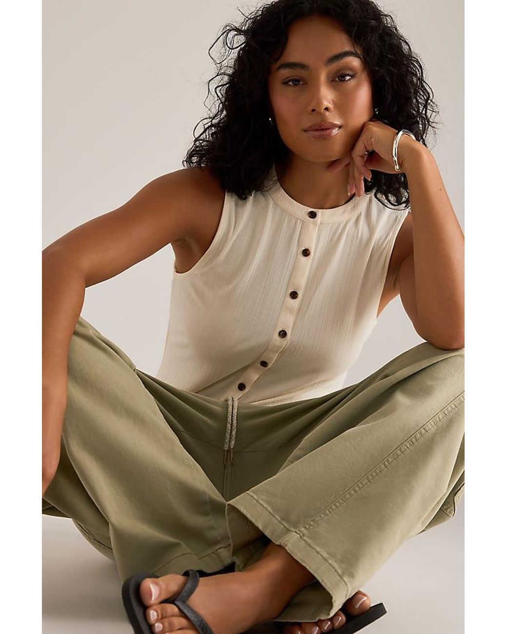 Varley Natural Latia Button Tank Top