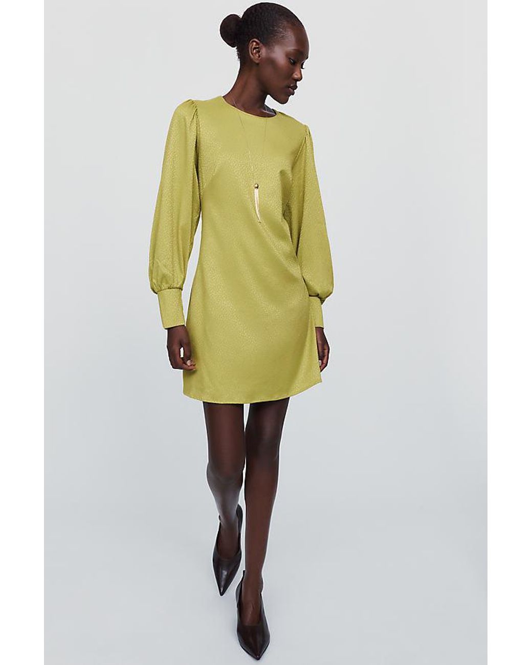 By Anthropologie Yellow Satin Mini Dress