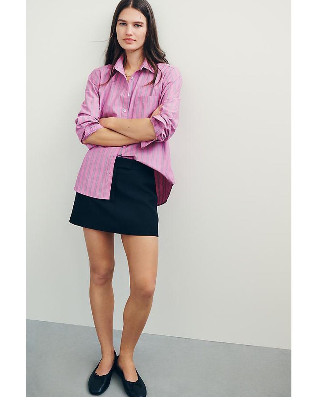 Maeve Pink Kate 100% Cotton Classic Buttondown Shirt
