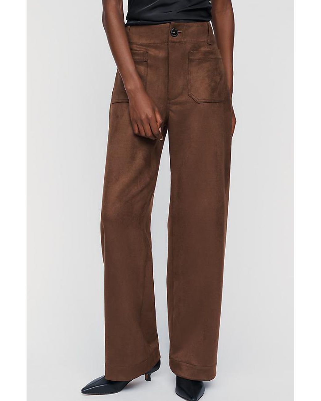 Maeve Brown @Merricksart X Faux-Suede Full-Length Colette Trousers