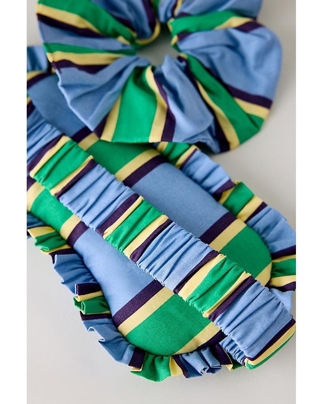 Chelsea Peers Blue Cotton Jewel Stripe Sleep Mask & Scrunchie Gift Set