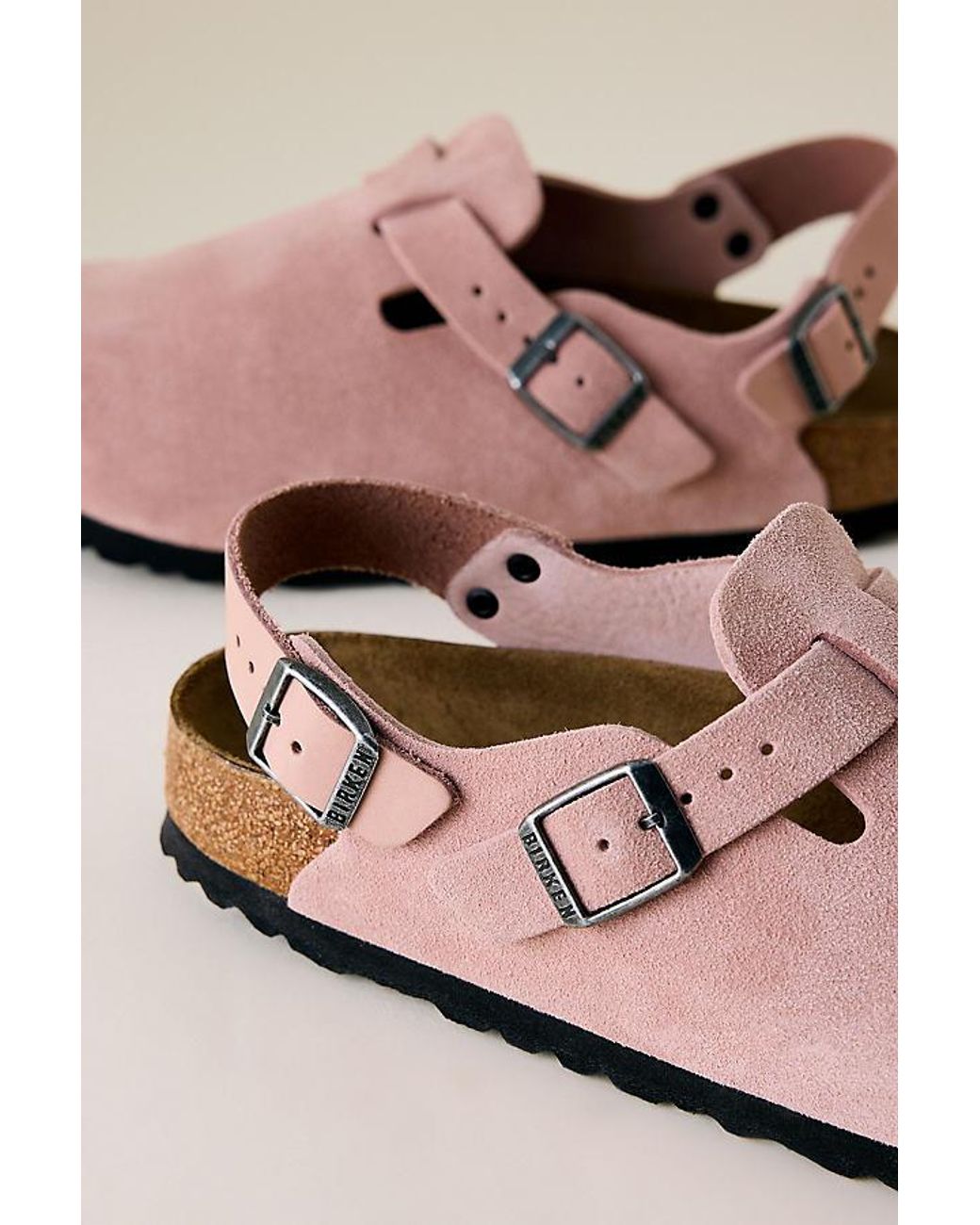 Birkenstock Natural Tokio Suede Clogs