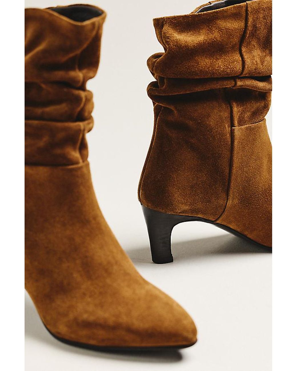 By Anthropologie Brown Suede Scrunch Boots