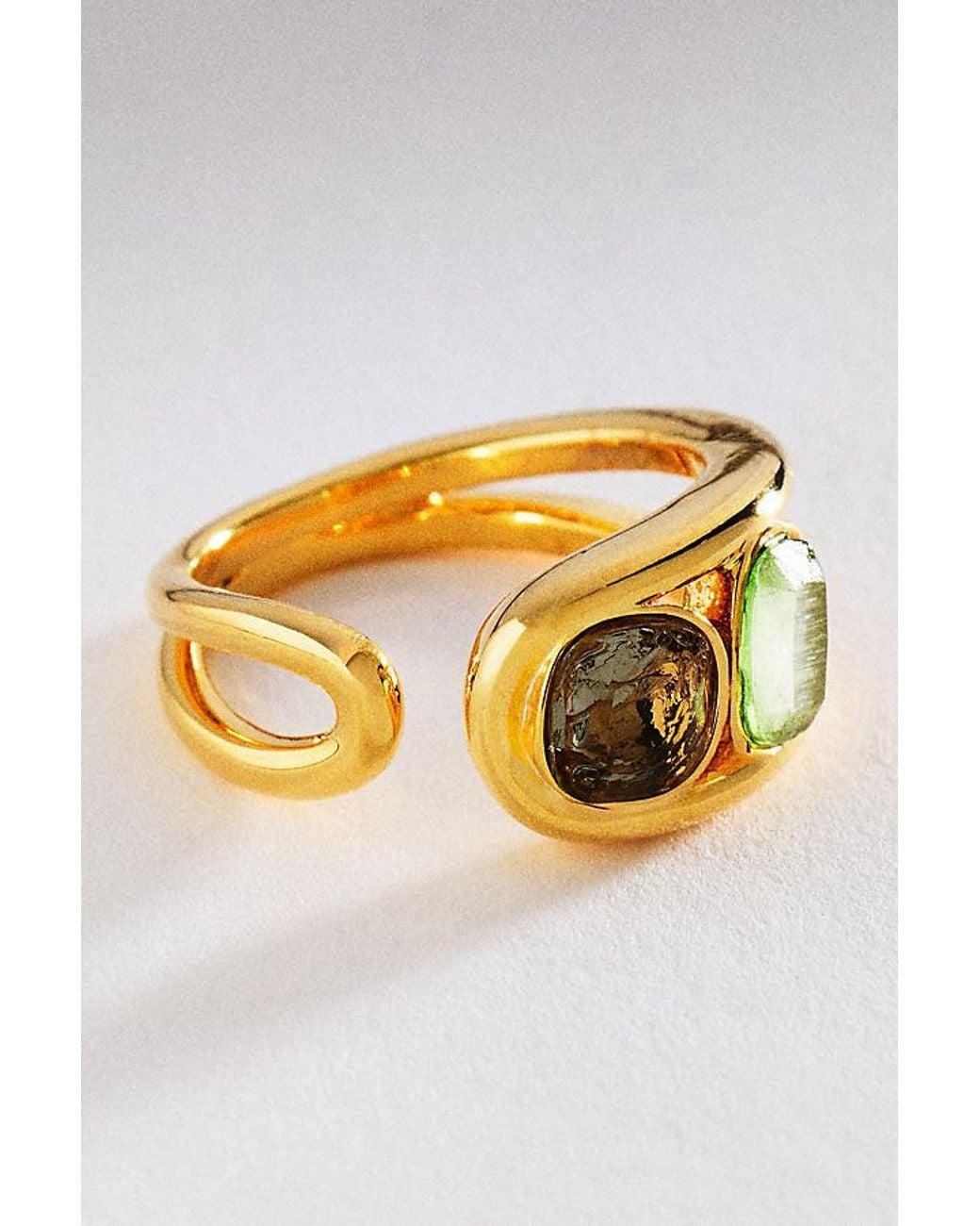 By Anthropologie Green Wrap Crystal Ring