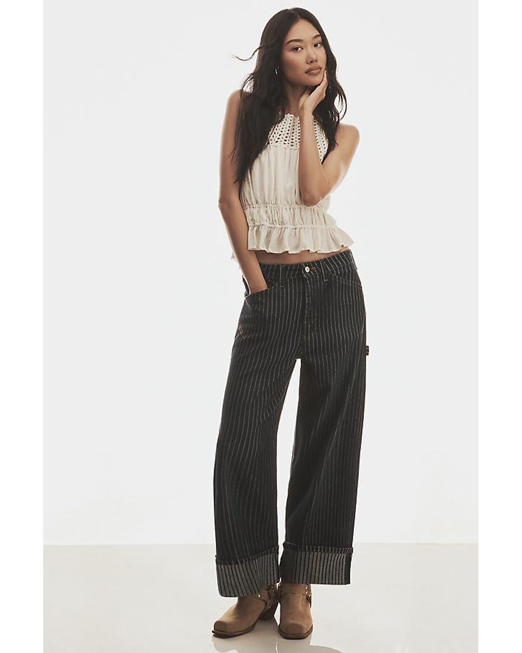 Pilcro Blue The Kayden High-Rise Carpenter Barrel Jeans By