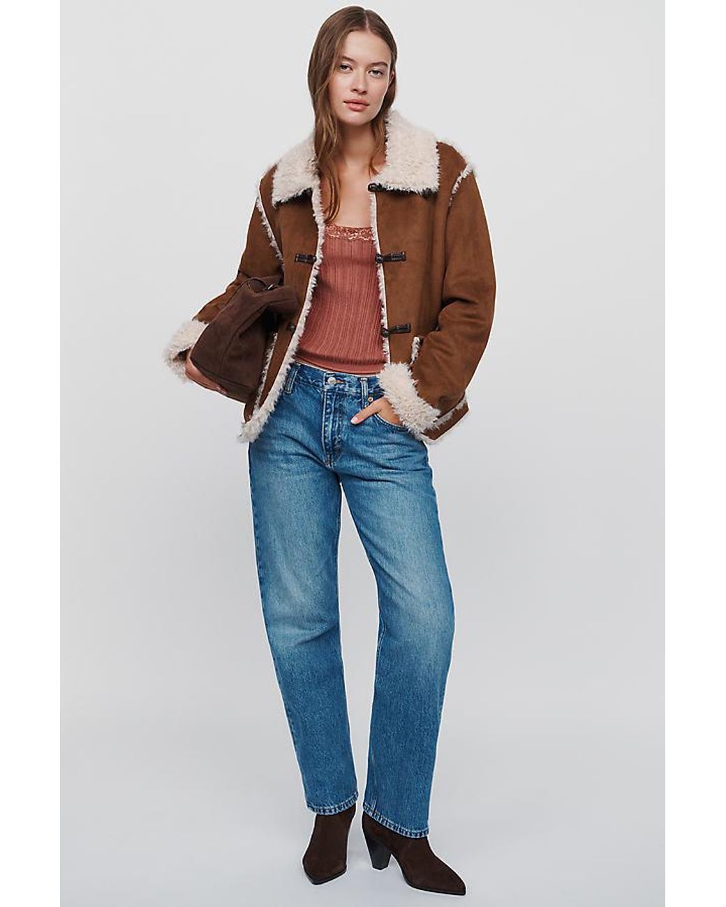 By Anthropologie Brown Faux Suede Jacket