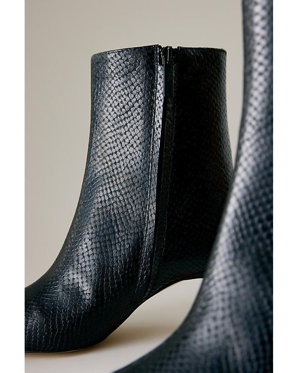 Flattered Black Xena Snake Embossed Leather Boots