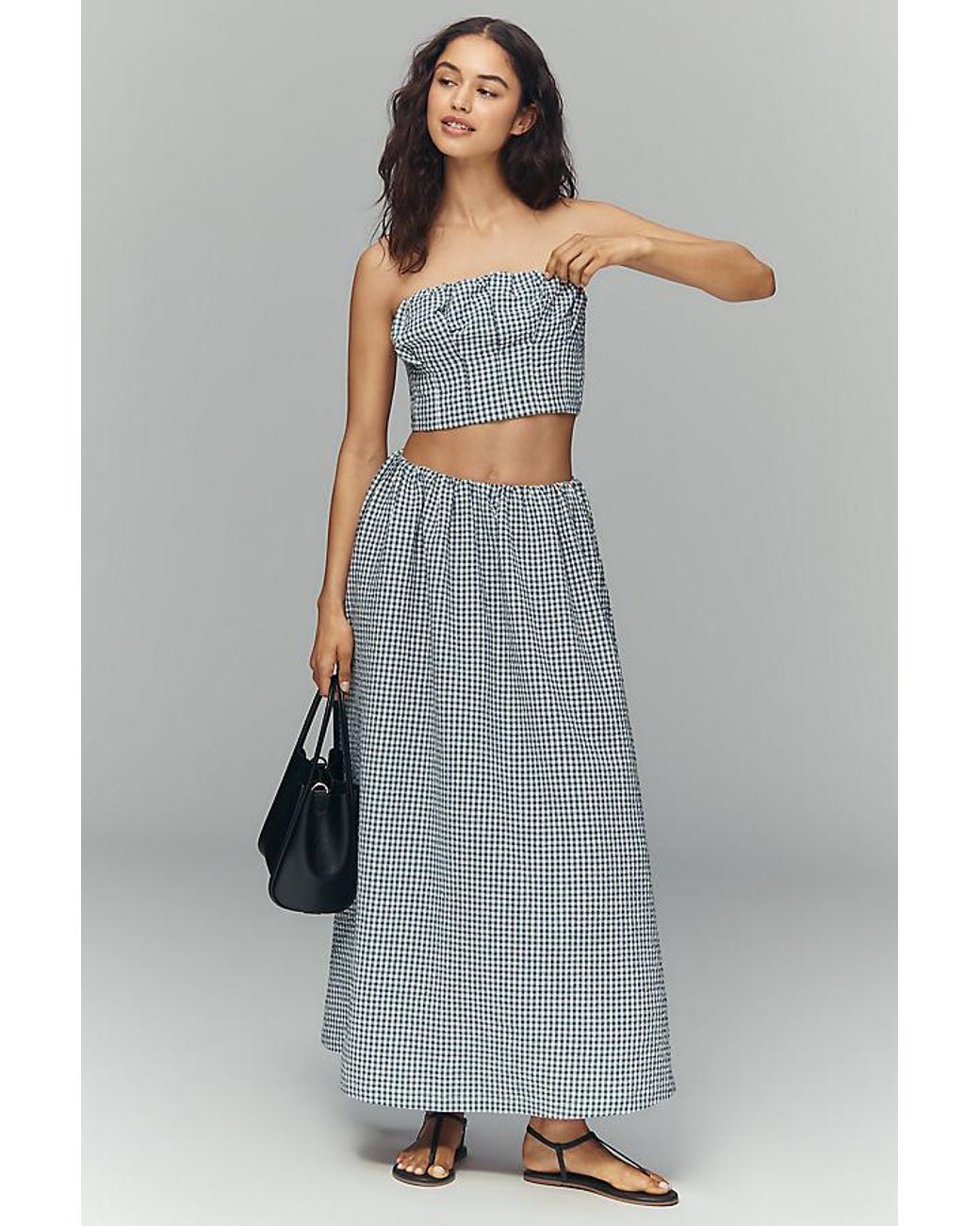Maeve Blue Gingham Bustier Top