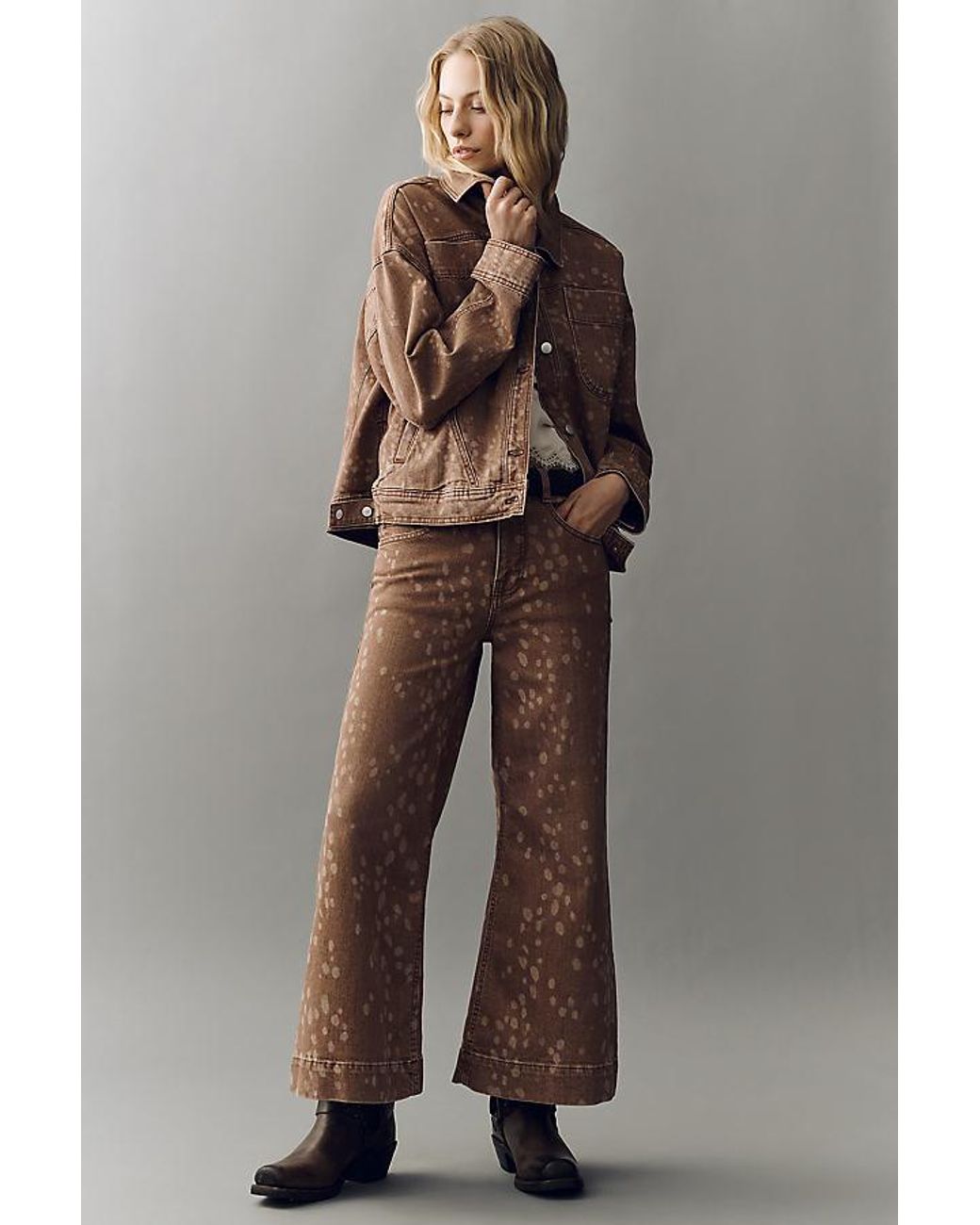 Pilcro Brown Deer Print Denim Jacket