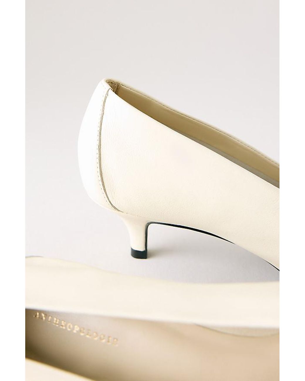 By Anthropologie Natural Pointed-Toe Kitten-Heel Pumps