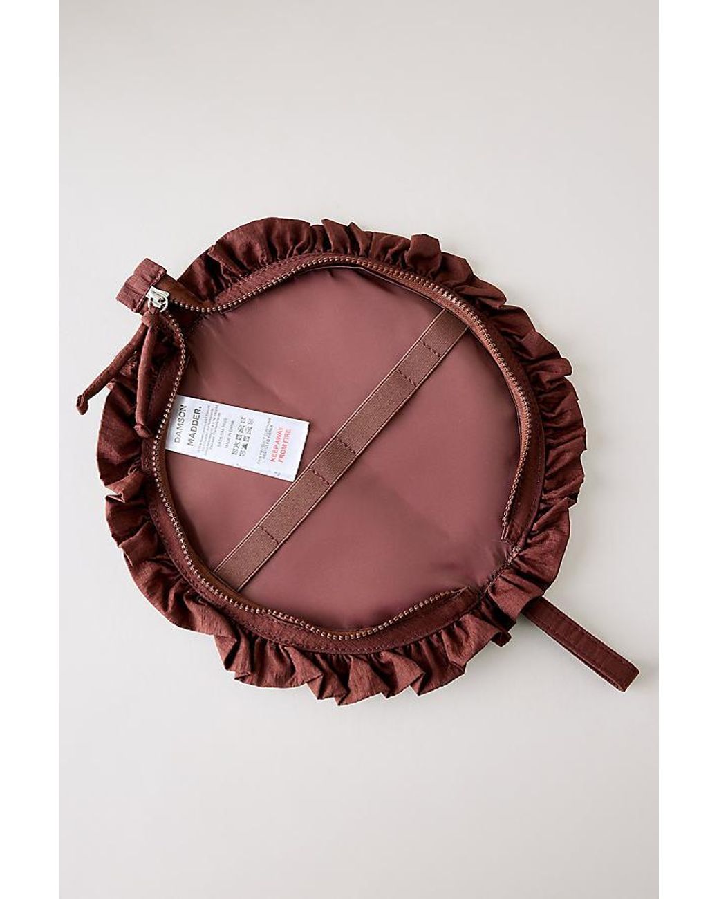 Damson Madder Red Ruffle Half Moon Makeup Bag