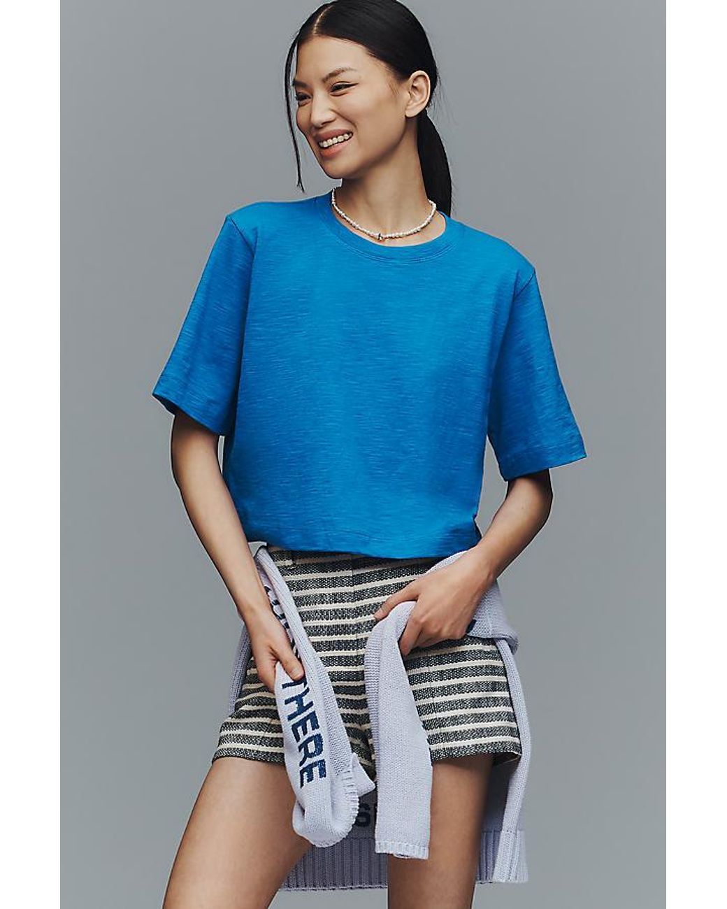 Maeve Blue The Corey Short-Sleeve Boxy T-Shirt By