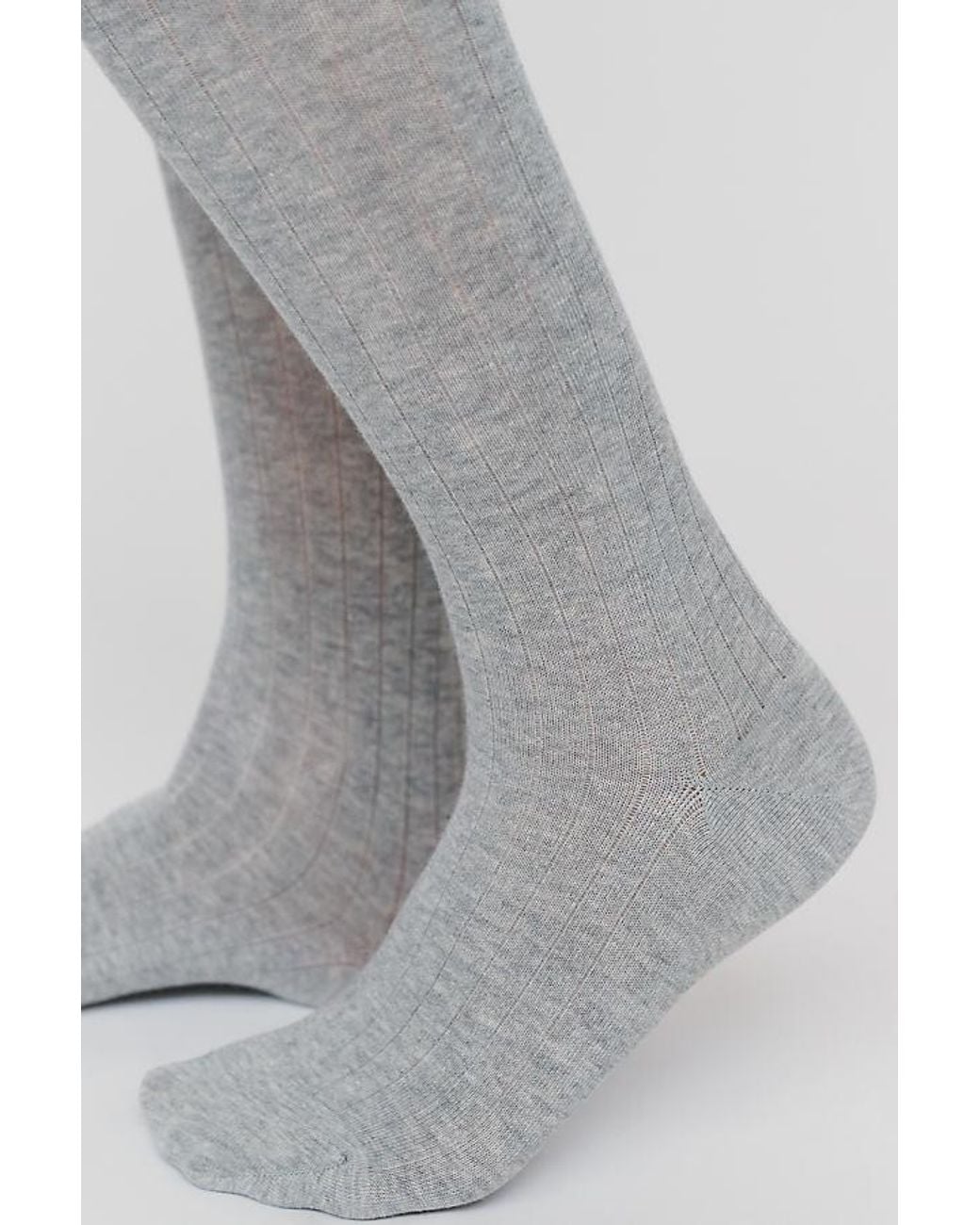 By Anthropologie Gray Ribbed Knee-High Socks