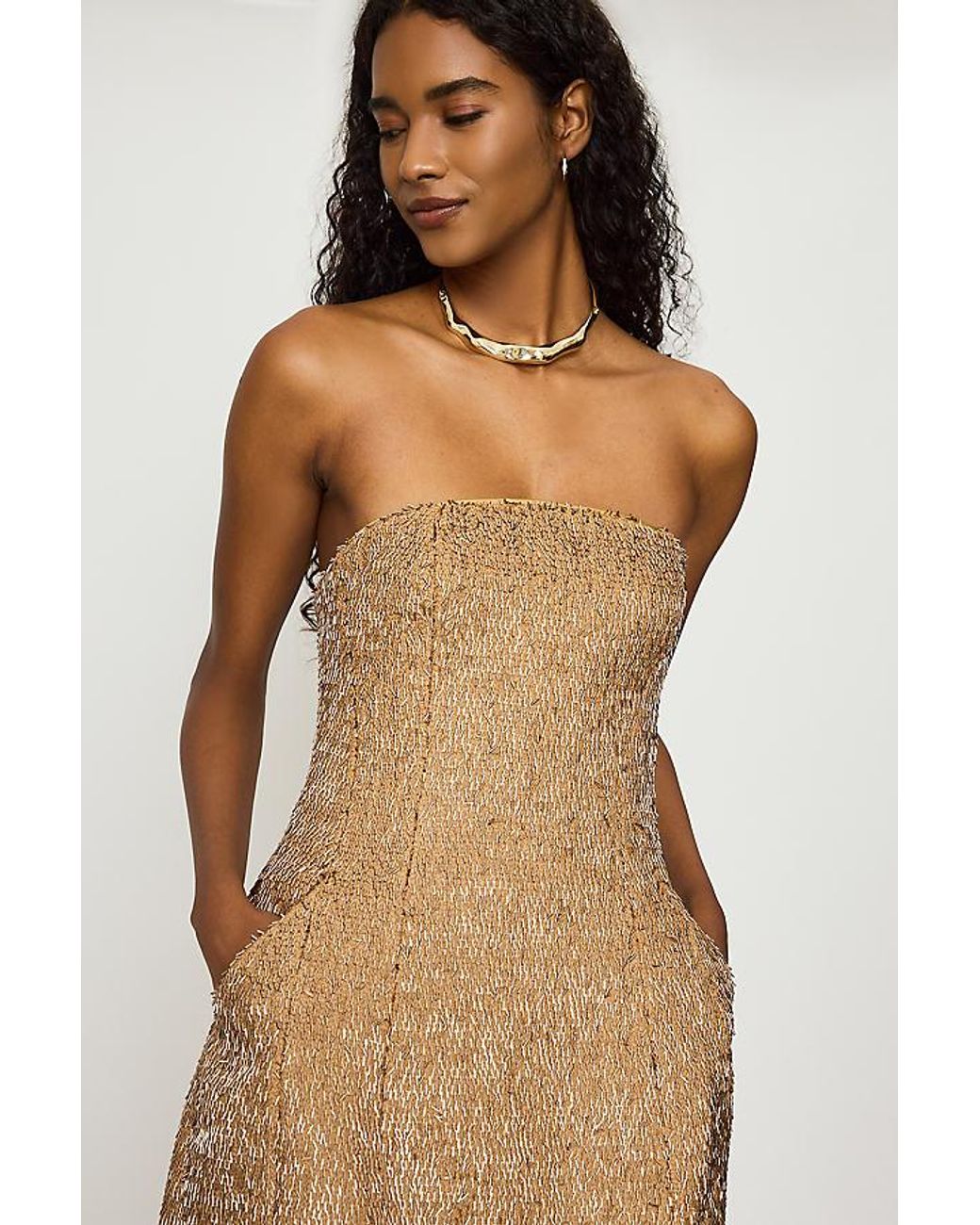 Bardot Blue Florine Sequin Strapless Hourglass Mini Dress