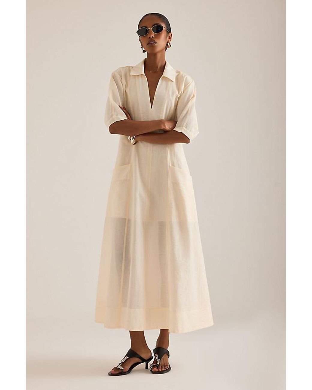 ALIGNE Natural Tracy Sheer Midi Dress