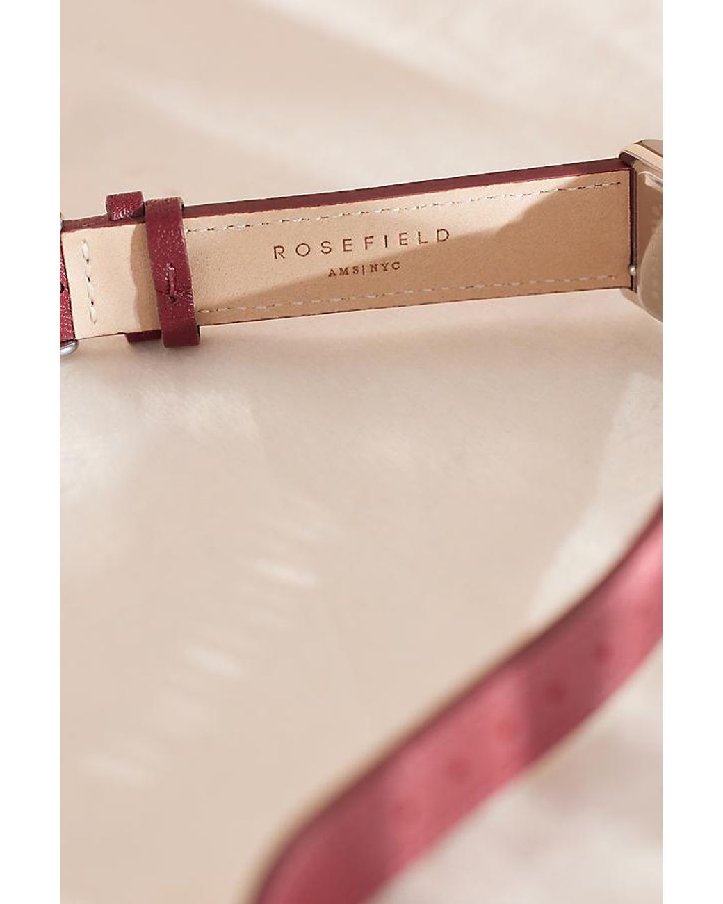 ROSEFIELD Pink Rosefield Heirloom Burgundy Leather Wrist Watch