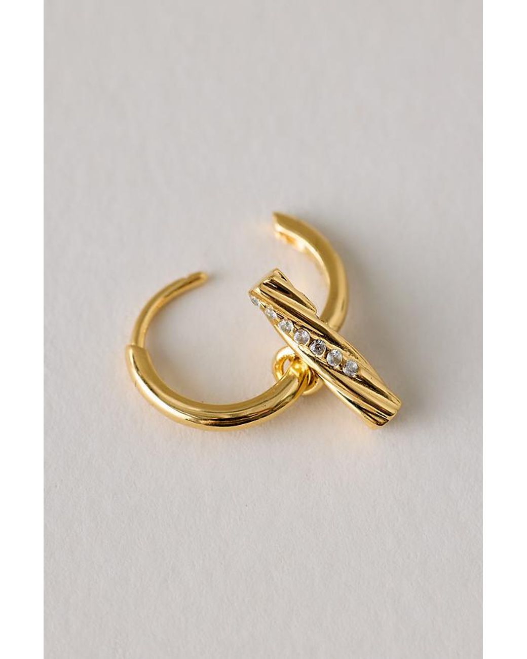 Rachel Jackson Metallic Plated Twisted T-Bar Huggie Hoop Earrings
