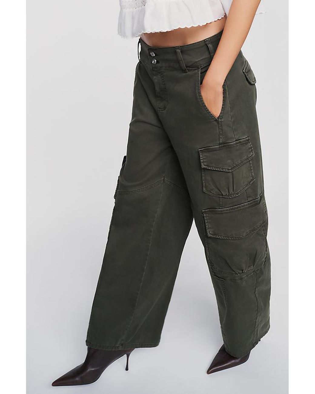 Pilcro Green Aero Wide-Leg Cargo Pants By