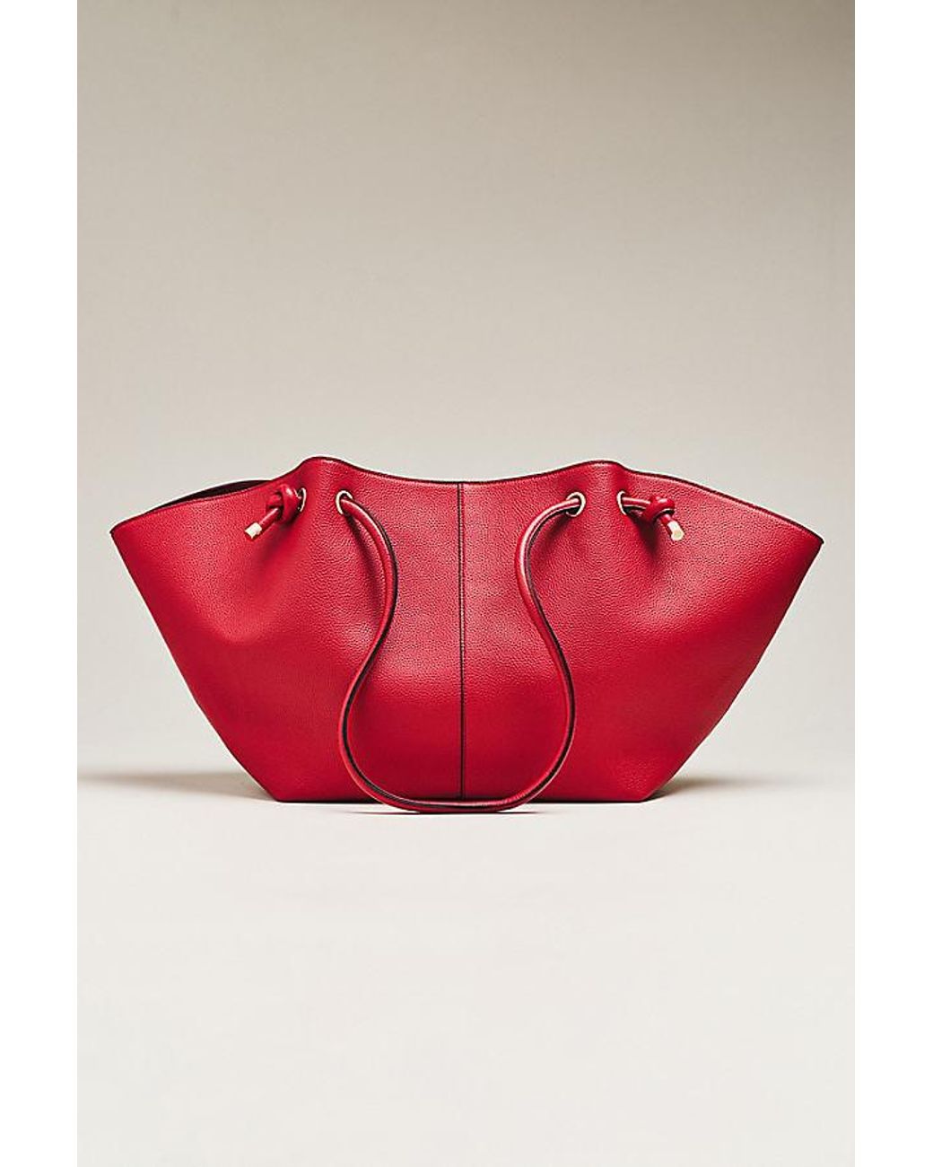 Maeve Red Pebbled Faux-Leather Tote Bag